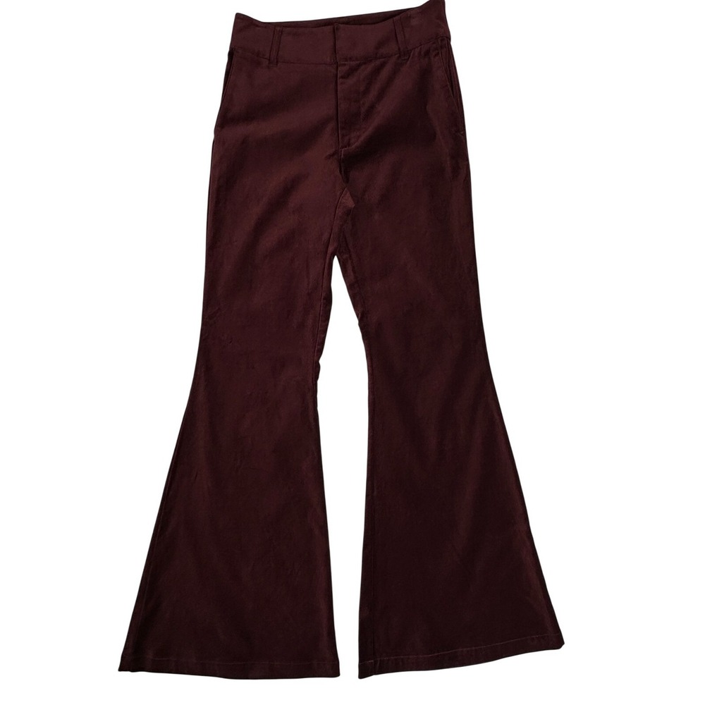 PAIGE‎ Burgundy Velvet Flare Pants Women's Size 27